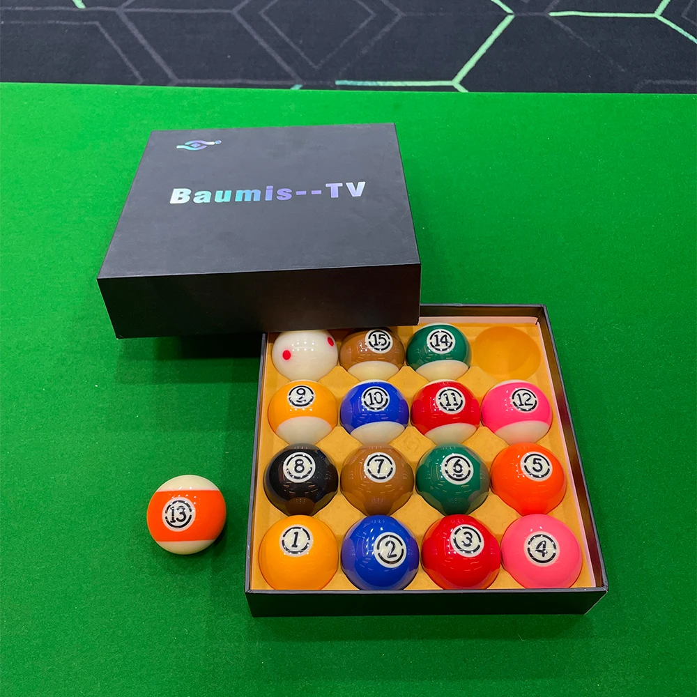 宝美斯水晶tv球黑金刚中式美式台球黑八树脂球16彩一套正品包邮