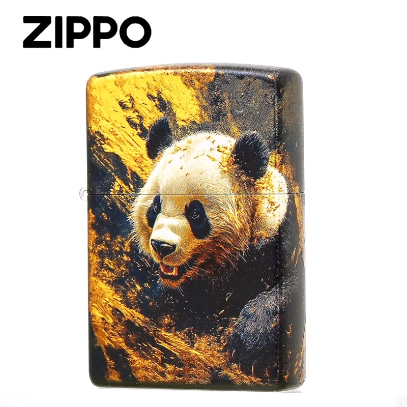 ZIPPO之宝中国设计师传统古法包银烫金熊猫收藏送礼DY9902BJ【林子