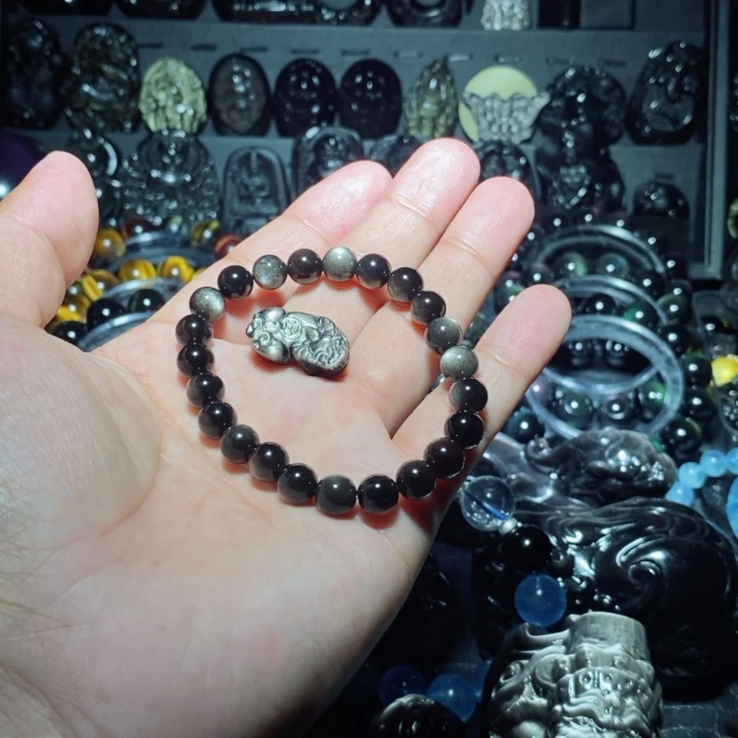 【闪购商品】黑曜岩手链未镶嵌嗯*