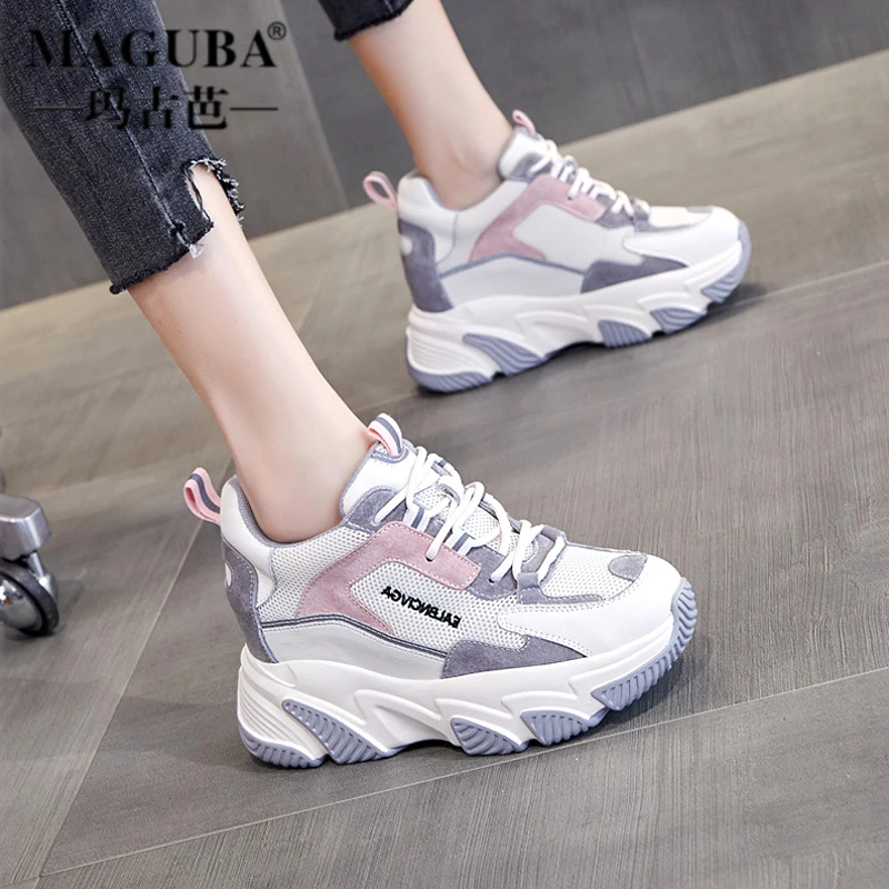 MAGUBA/玛古芭老爹鞋女新款2025春季百搭厚底内增高个性休闲女鞋