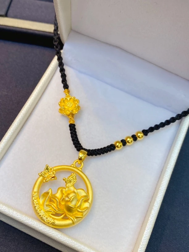足金999花开富贵编织项链