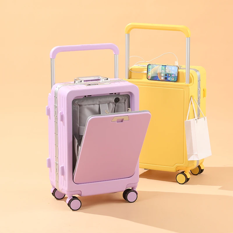 糖果色网红拉杆箱全开口大容量铝框行李箱高端结实商务