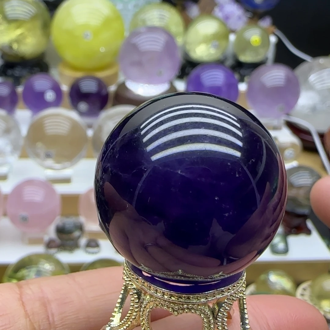 水晶未镶嵌珠宝半成品黑紫水晶29.4mm