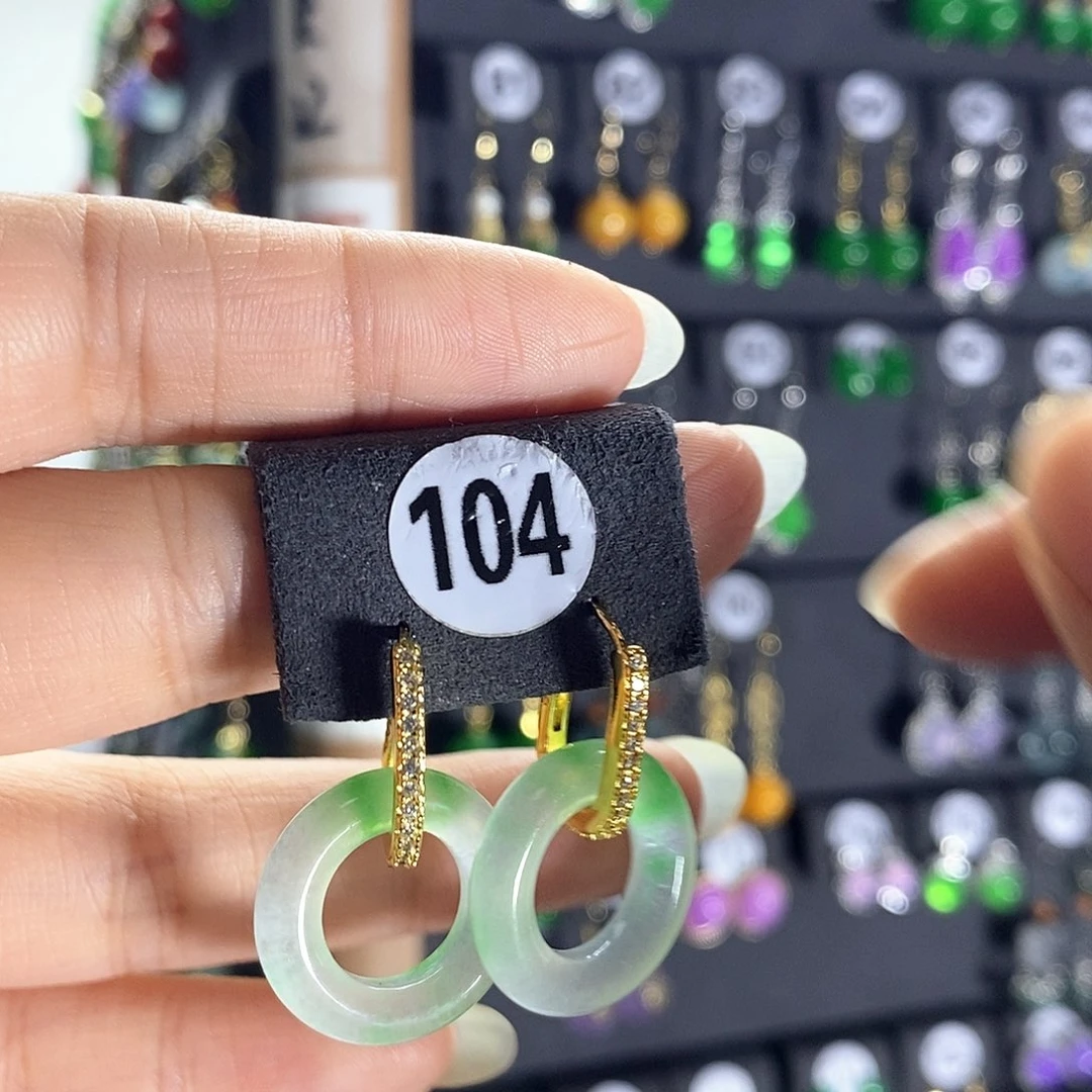 翡翠银S925镶嵌耳饰104