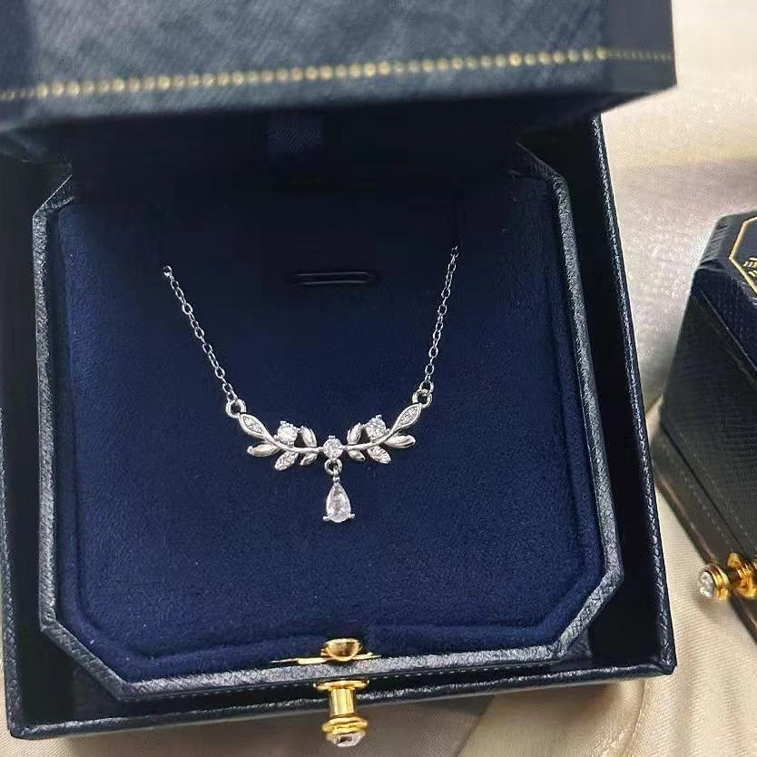 坠链均足银 纯银月桂女神项链2025新款爆款轻奢小众设计感锁骨链