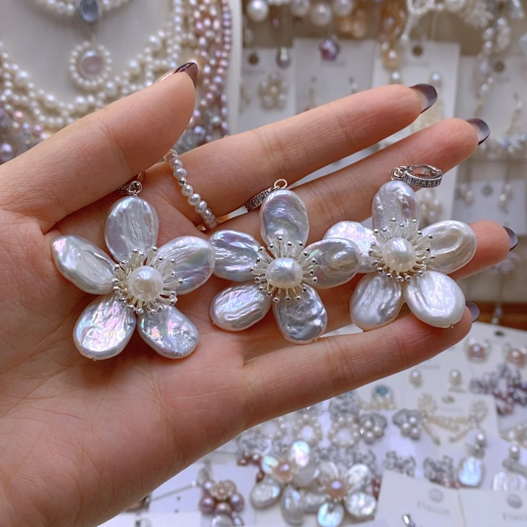 颈饰银S925镶嵌淡水珍珠