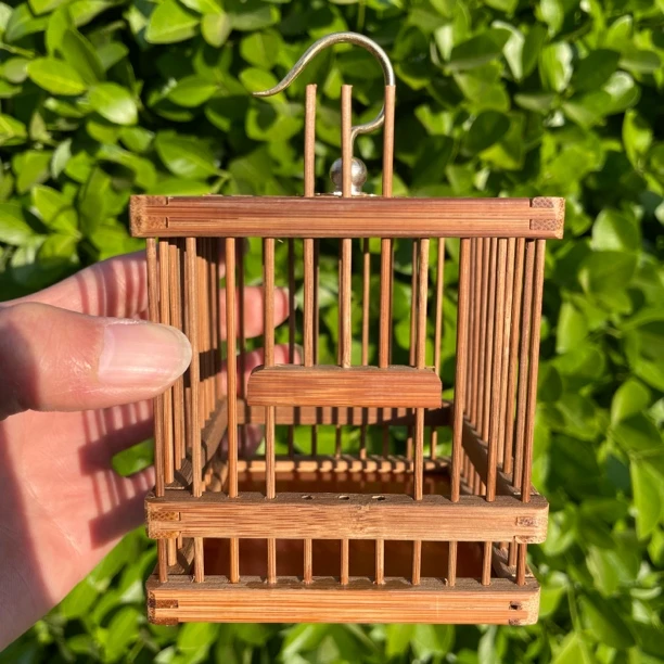 碳化铆柳加固蝈蝈笼子精品铜勾竹制方形纯手工制作鸣虫大全竹笼