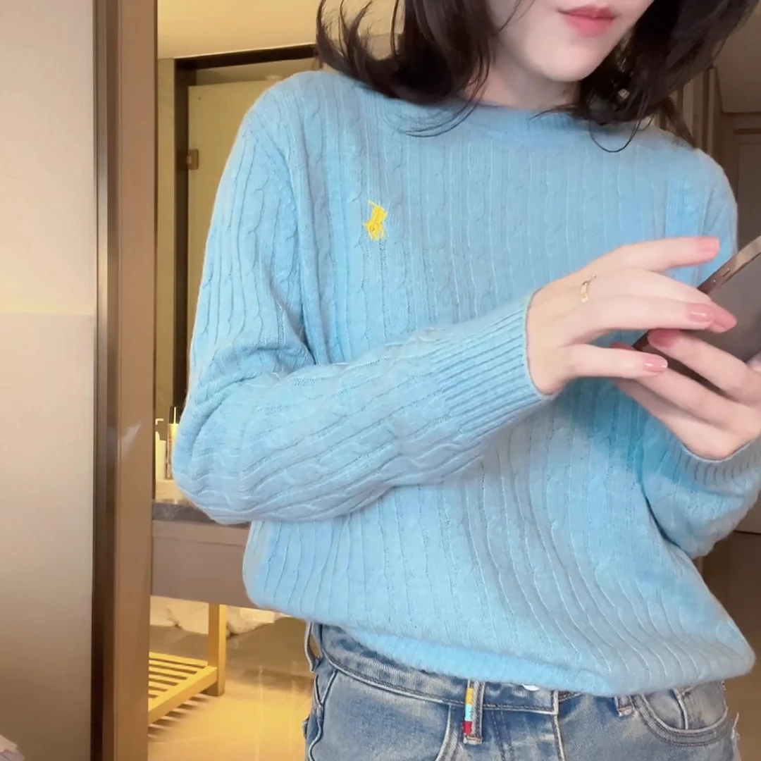 2024冬季新款百搭气质设计感韩版长袖纯色针织衫上衣LK2501067