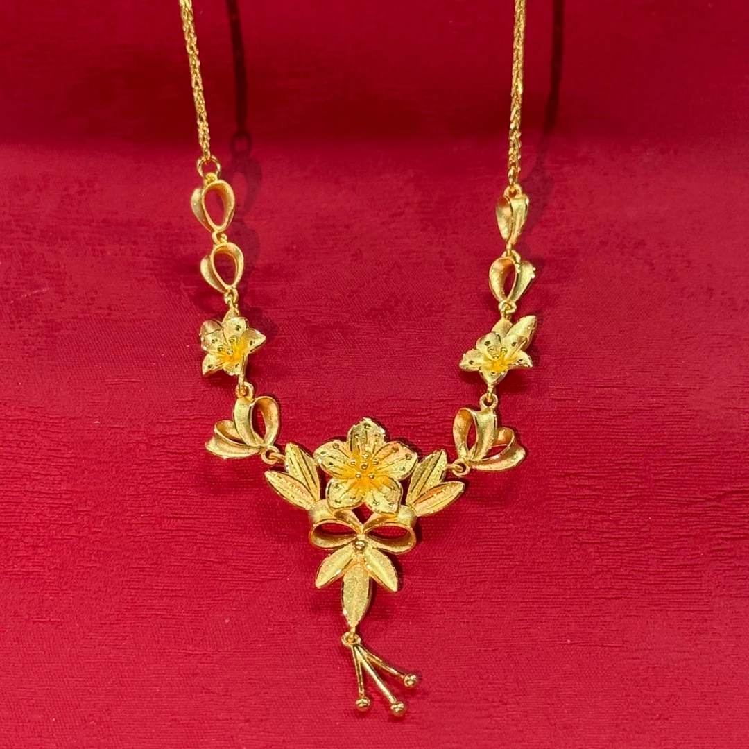 【金项链】繁花黄金套链5G足金999【零附加】精致百搭通勤