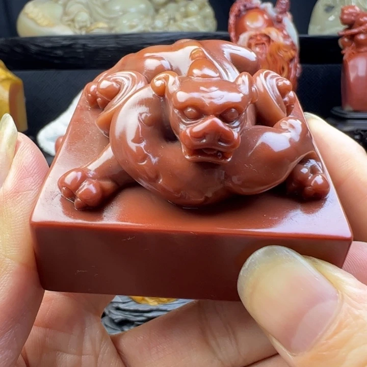 寿山石直播间专属福利印章雕刻貔貅《招财进宝》