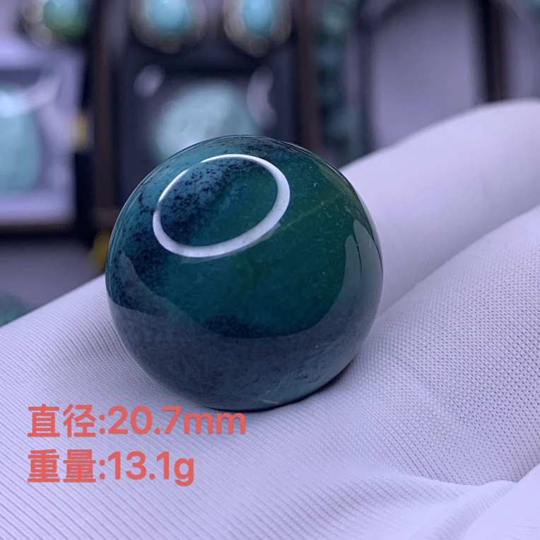湖北竹山麒源珠宝原矿绿松石玉化圆珠