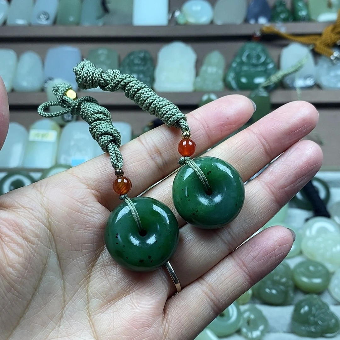 和田玉未镶嵌颈饰25mm碧玉平安扣多样性发1件