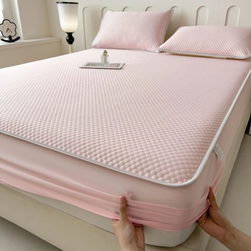 夏季冰豆豆凉席床笠款家用床罩套冰丝席单双人空调席凉感软席子