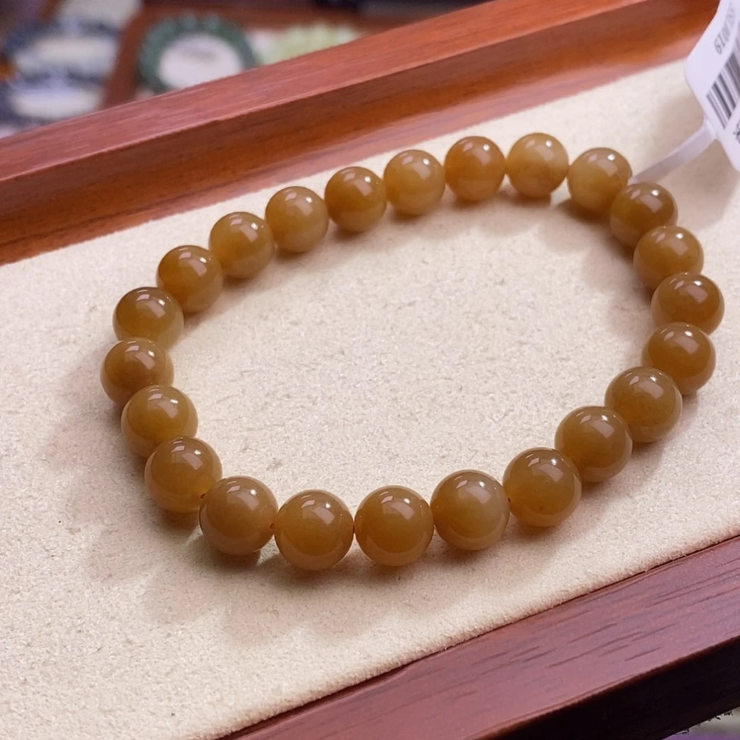 颈饰未镶嵌和田玉新疆且末糖手链8m