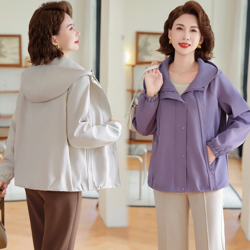 妈妈装秋装休闲风衣外套2025新款中老年女装减龄大码宽松百搭上衣