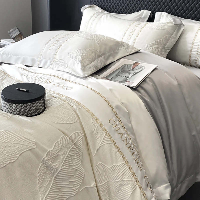 水星家纺适用冰丝四件套高级感丝滑裸睡床品夏天水洗真丝被套天丝