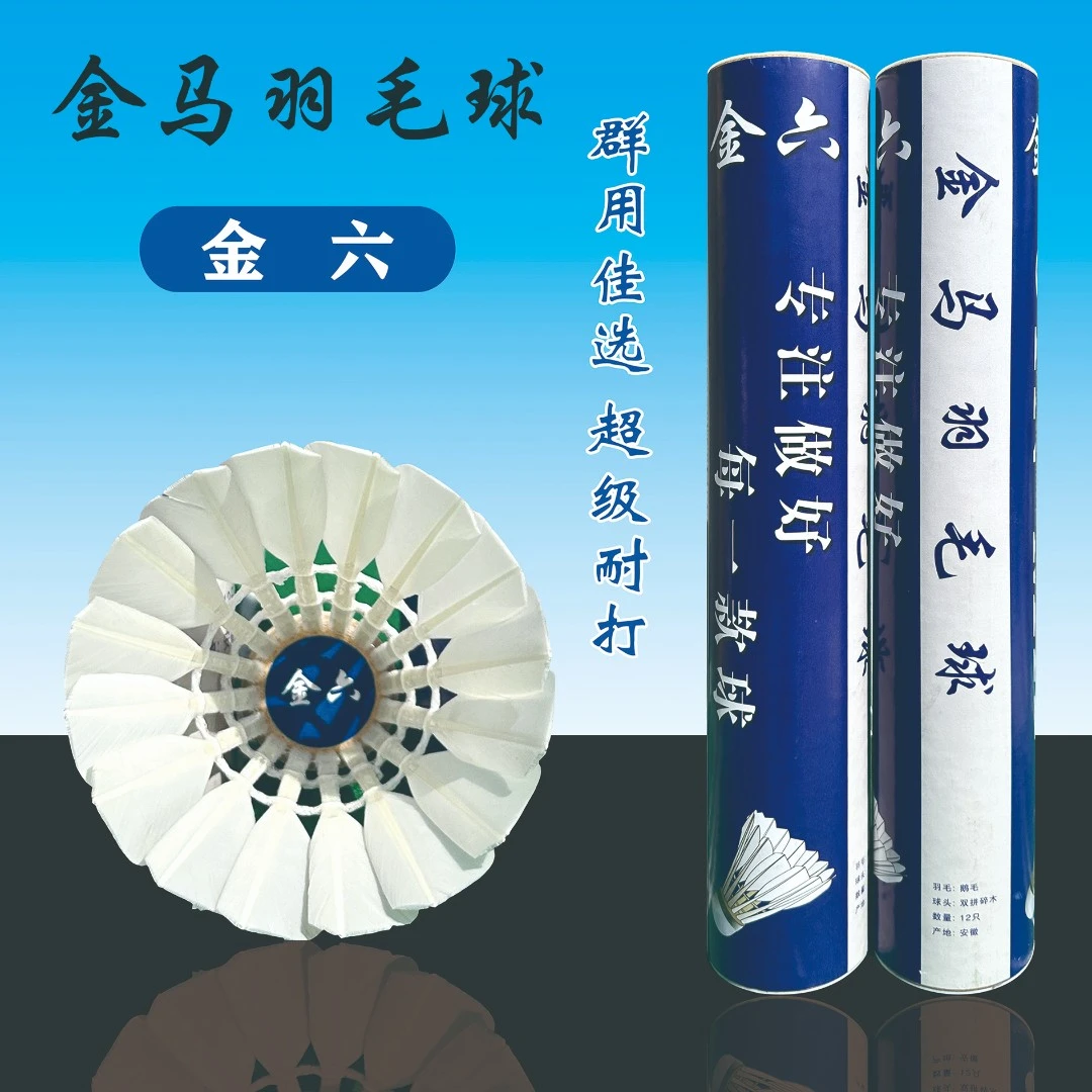 大师6 YY09同款毛金六羽毛球鹅毛耐打俱乐部群活动训练用球12只装