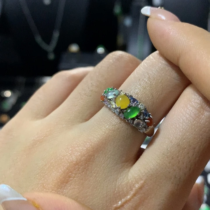 翡翠银S925镶嵌戒指