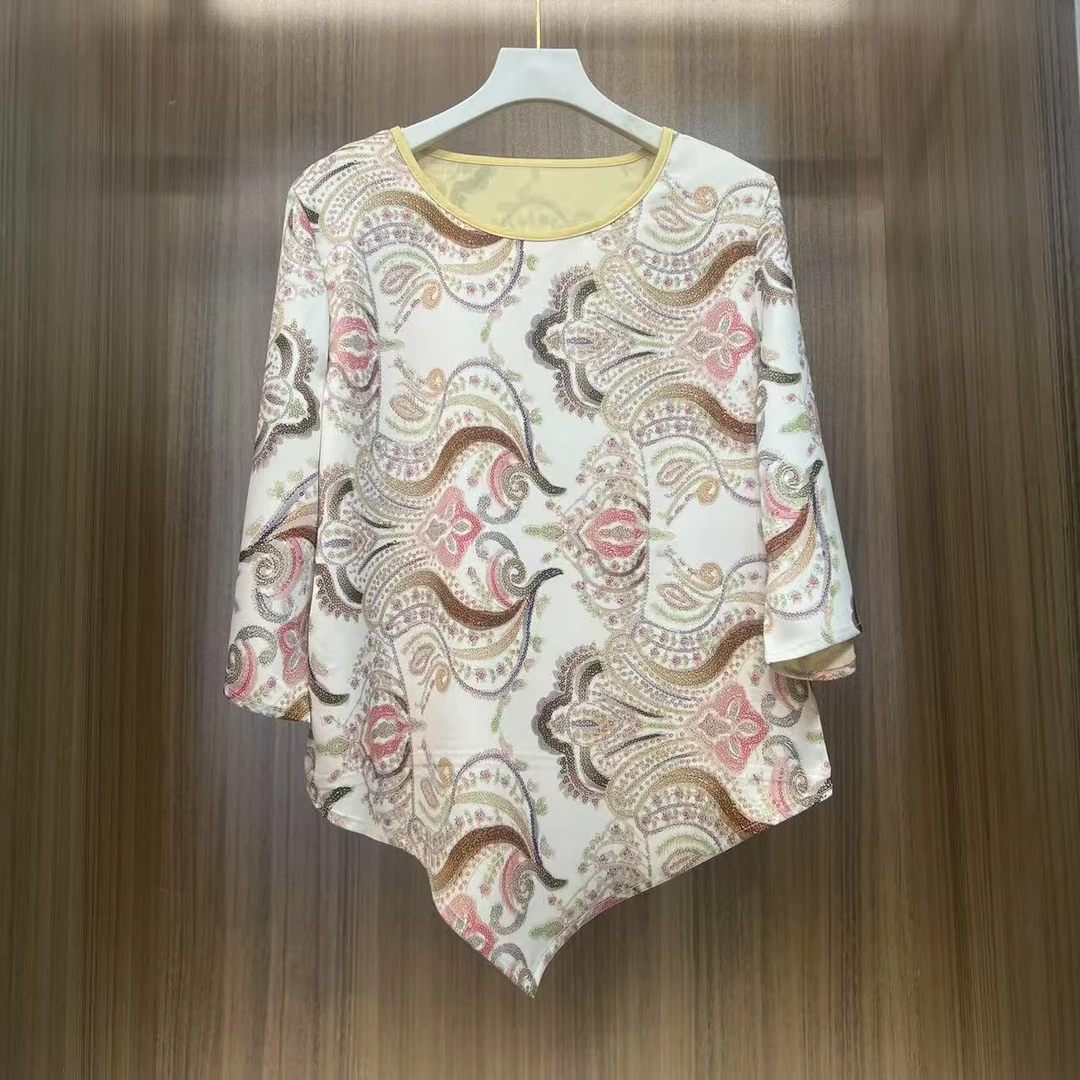 【香云阁】春夏新款休闲时尚七分袖小衫上衣