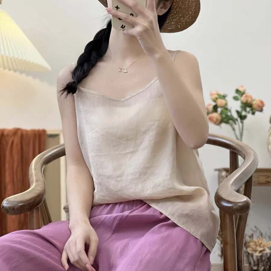 【纯苎麻纯色吊带背心】3635