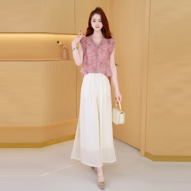 【两件套】夏季时尚女神修身洋气宽松气质休闲百搭显瘦减龄女装套裤