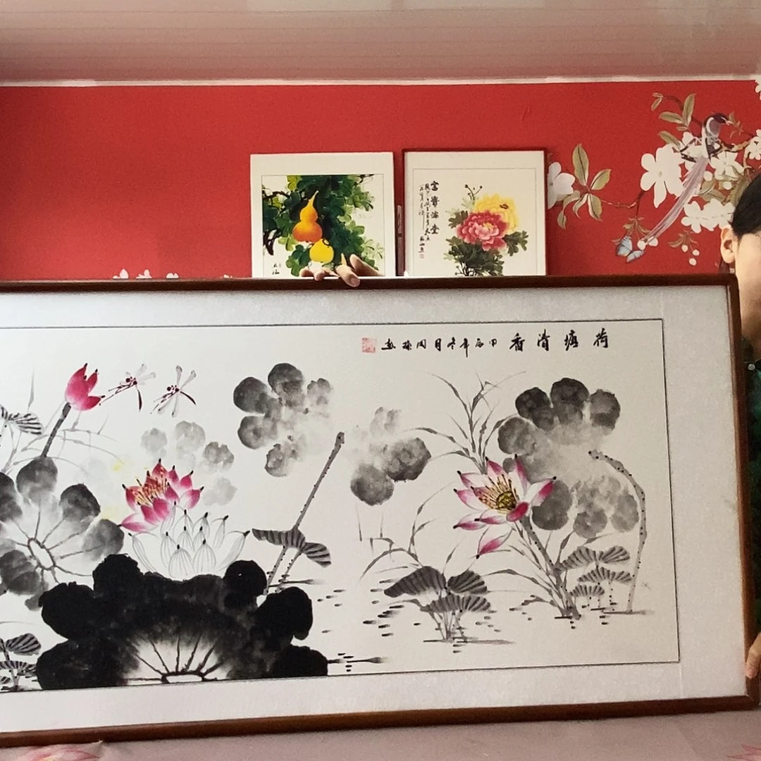 国画手写手绘带框包邮62✖️122国画作品