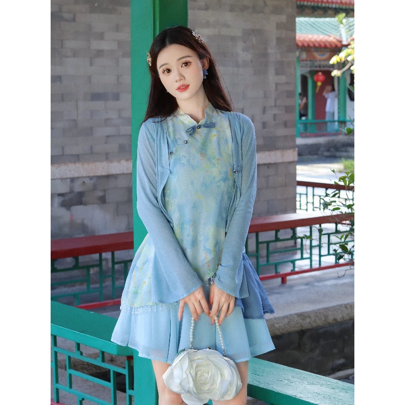 瑶西【蓝风】外套蓝色国风汉服新中式外套