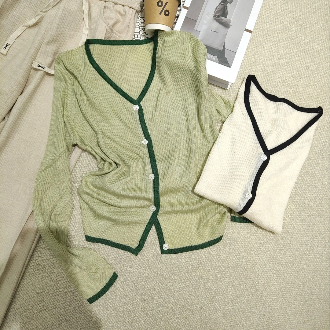 原搭高级感毛衣早春开衫女士长袖针织百搭打底衫上衣JH001#