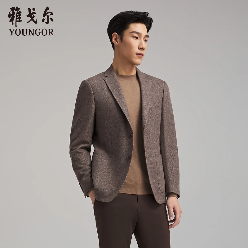 雅戈尔男士西服秋季新款商务正装上班含羊绒石墨烯保暖高级西装男