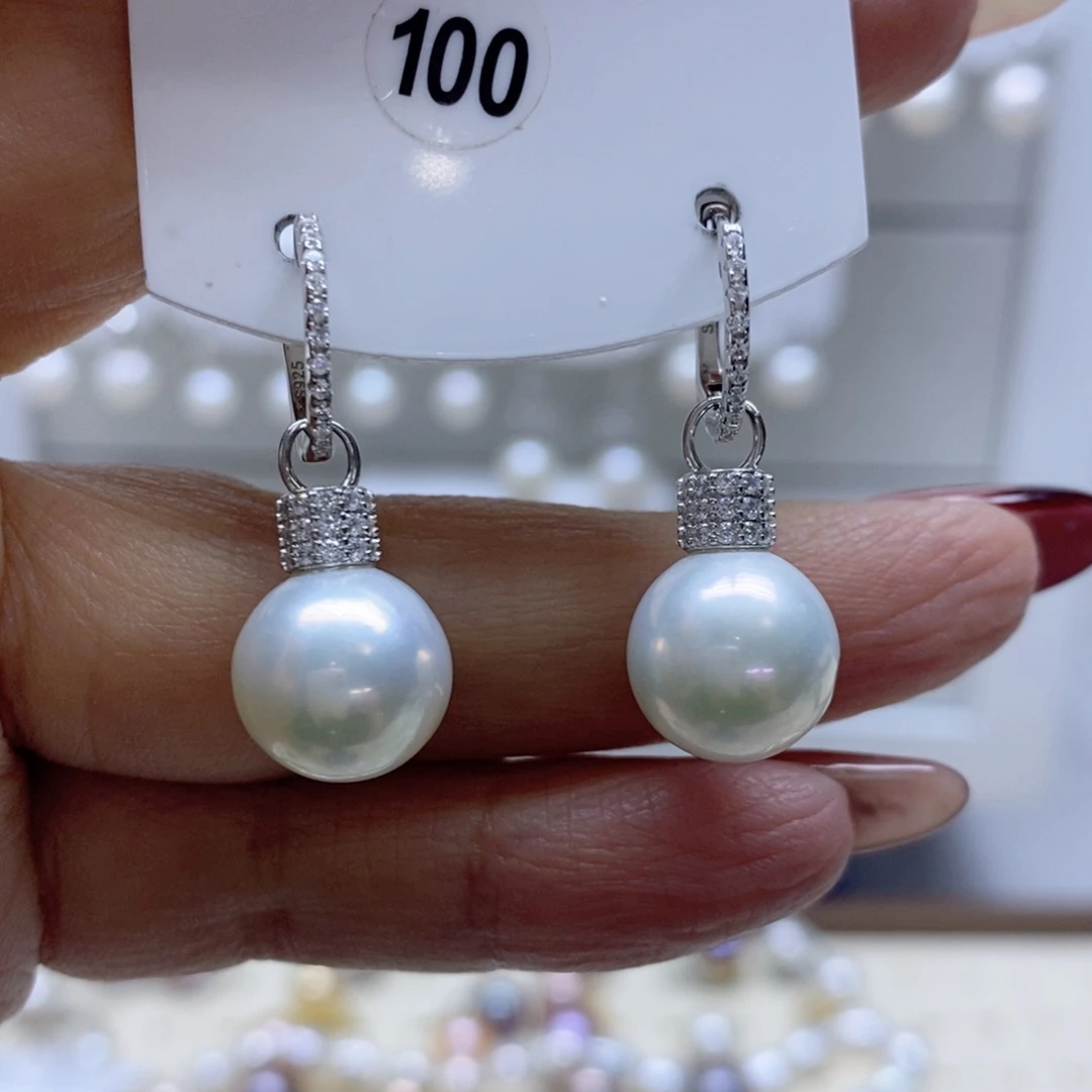 淡水珍珠耳饰银S925镶嵌