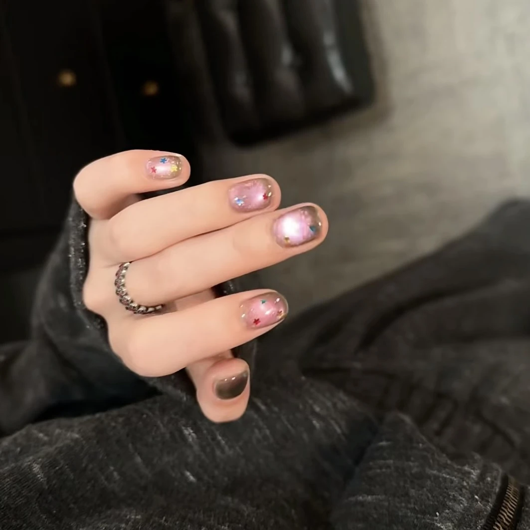 【暮光星灵】现货 AB甲 星星亮片 猫眼  纯手工穿戴甲