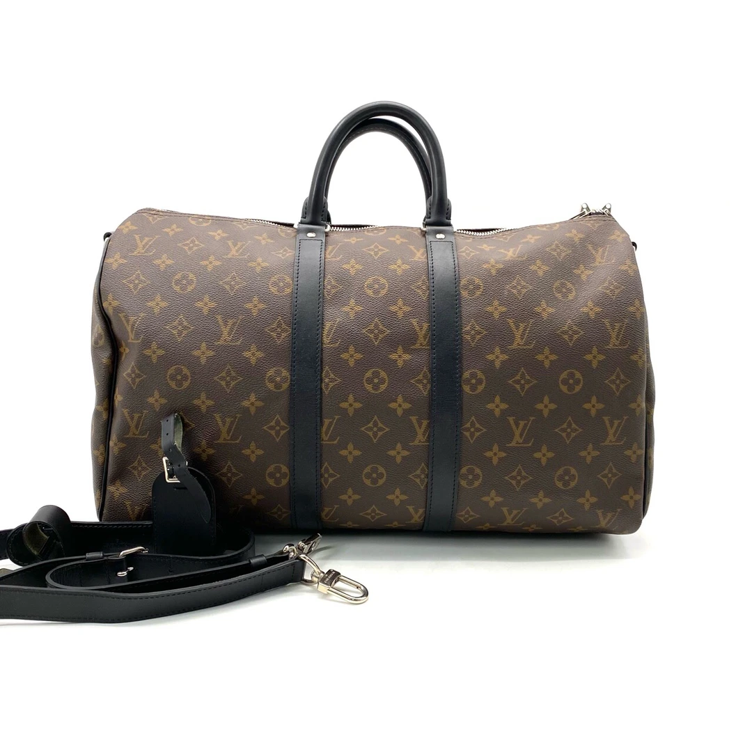 95新 LouisVuitton/路易威登 98新棕老花keepall旅行袋 尺寸45/27