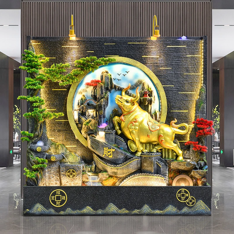 大型假山循环流水喷泉别墅庭院公司落地造景装饰品鱼池乔迁大摆件