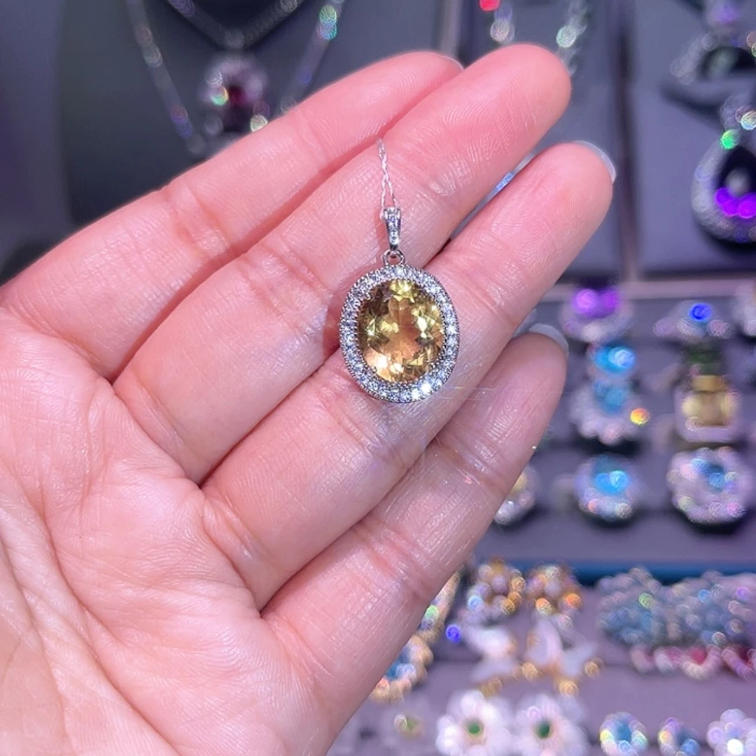 【闪购商品】黄晶吊坠(赠链)银S925镶嵌