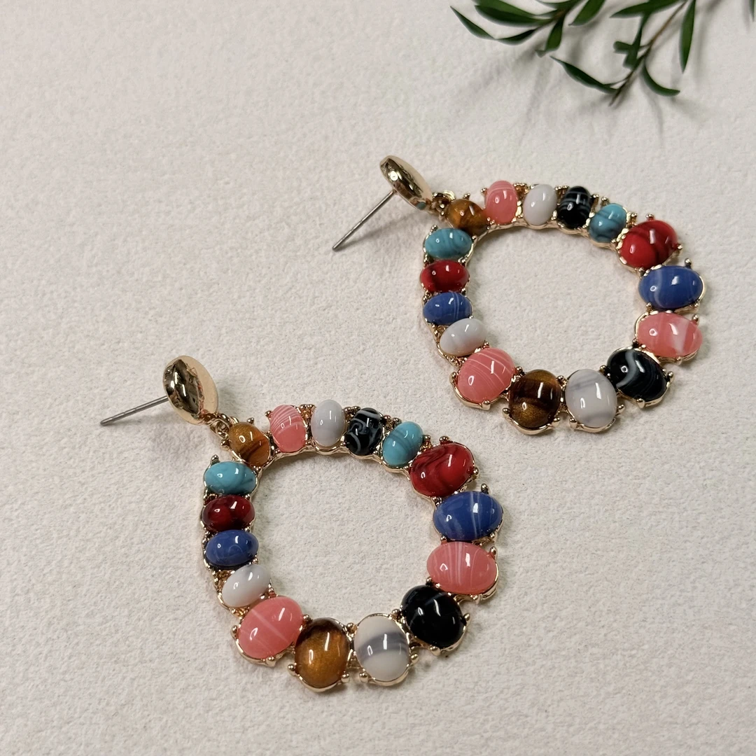 铜合金琉璃耳饰 优雅宫廷风耳钉bp1891