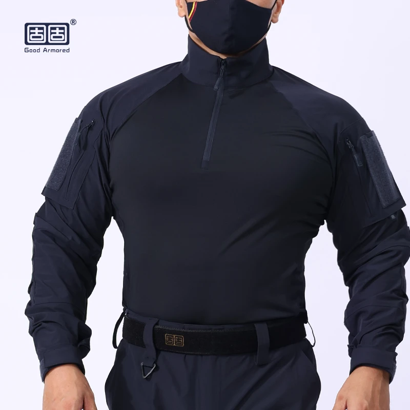 夏季速干蛙服长袖猛龙蛙服高弹耐磨带护肘袋战术男