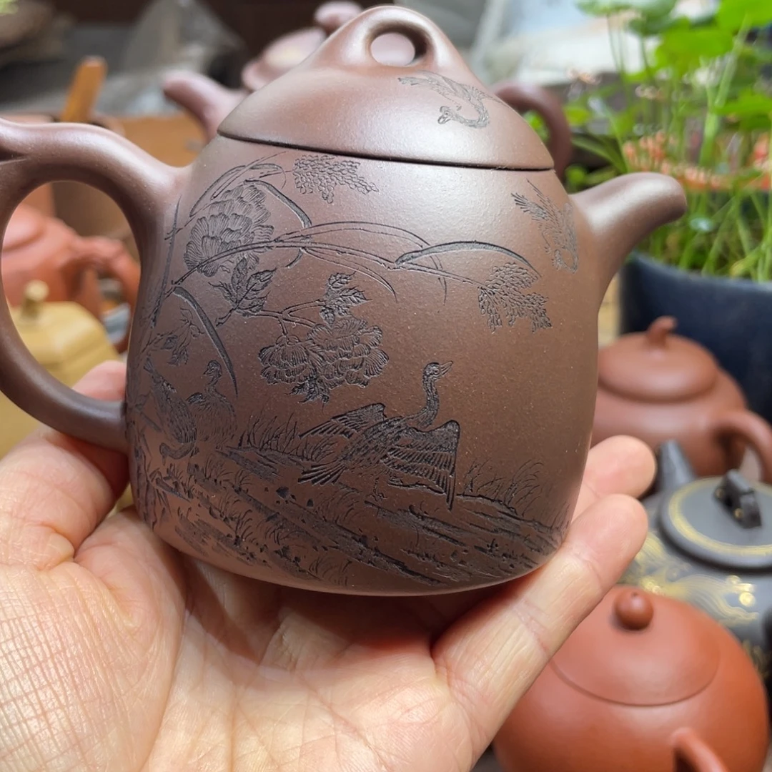 紫砂茶壶精工半手一厂陈腐老紫泥280毫升