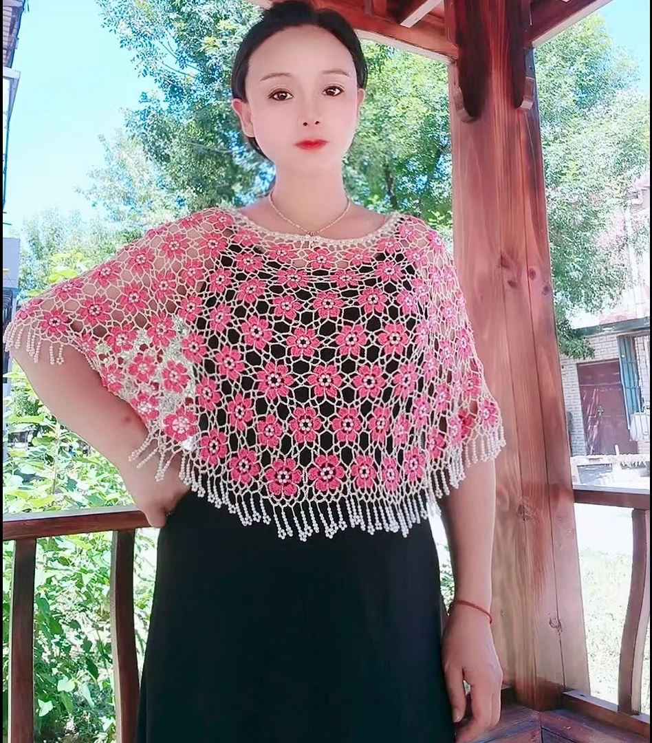 【DIY教程】粉红珍珠披肩DIY手工编百搭时尚