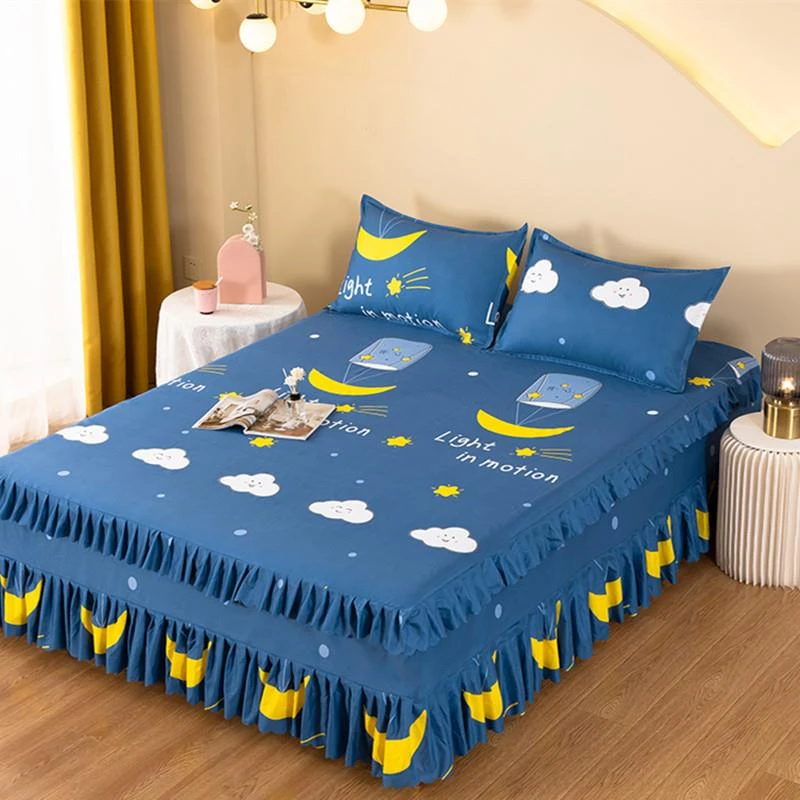 四季通用床裙式床罩单件时尚防尘保护套1.5米1.8床单床垫床笠防滑