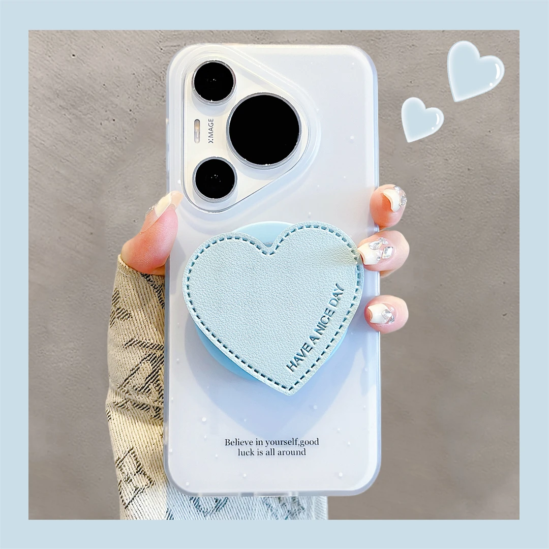 适用华为pura70pro手机壳新款简约泼墨英文磁吸pura80pro爱心支架