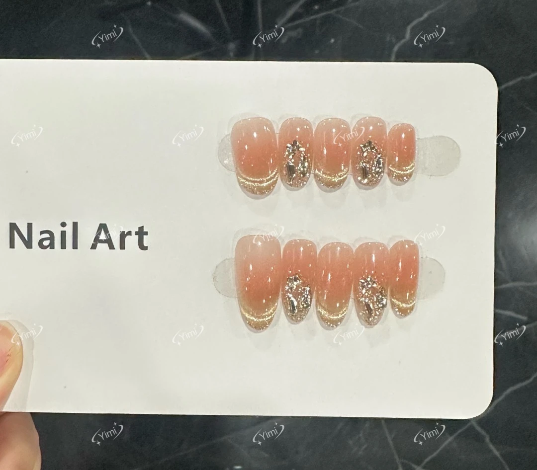 胭脂醉-Hand-painted clear bow 纯手工穿戴甲10片装