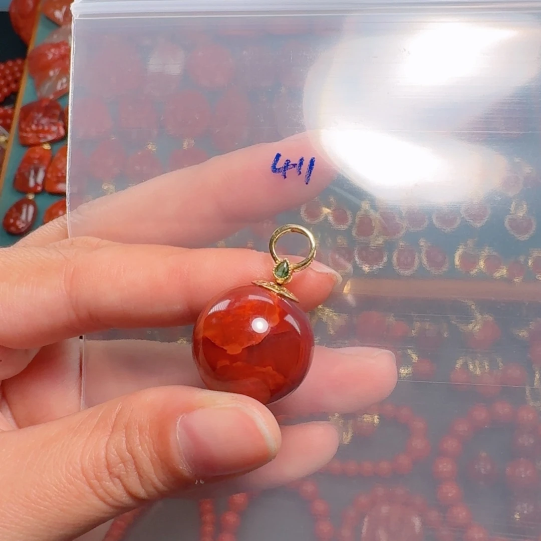 南红玛瑙南红19+18K金镶嵌