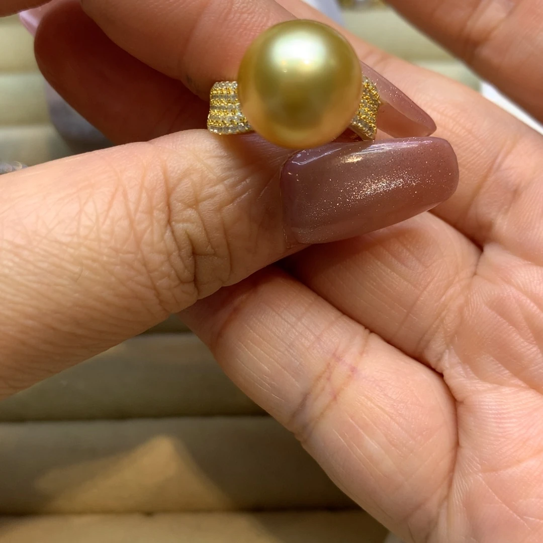 银S925镶嵌戒指海水珍珠