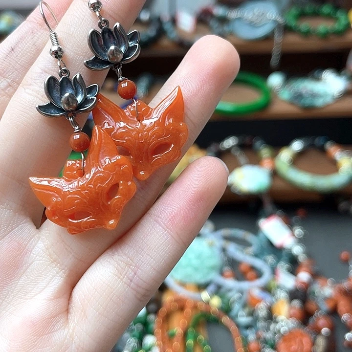 翡翠未镶嵌耳饰饰品