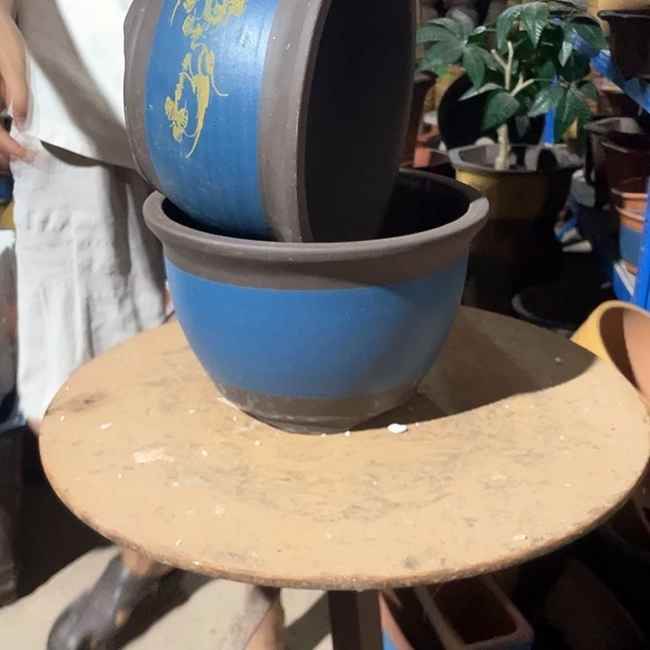 25-25蓝色花盆花盆花盆