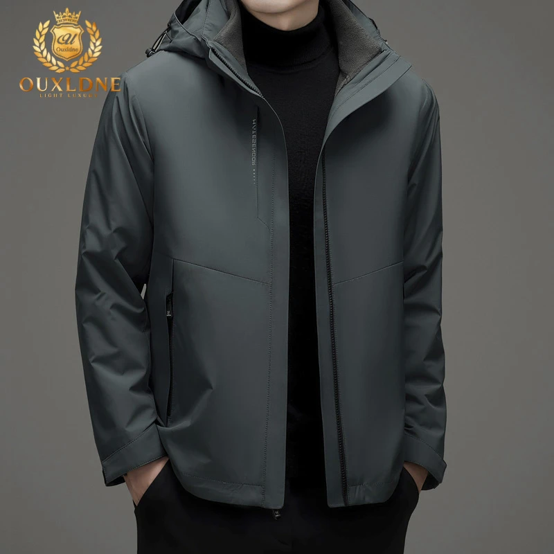 OUXLDNE 男士户外运动冲锋衣秋冬款三合一夹克外套加厚防风登山服