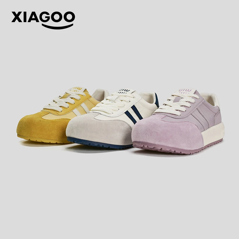XIAGOO笑果2025新款女鞋轻便厚底增高德训鞋透气休闲运动阿甘鞋