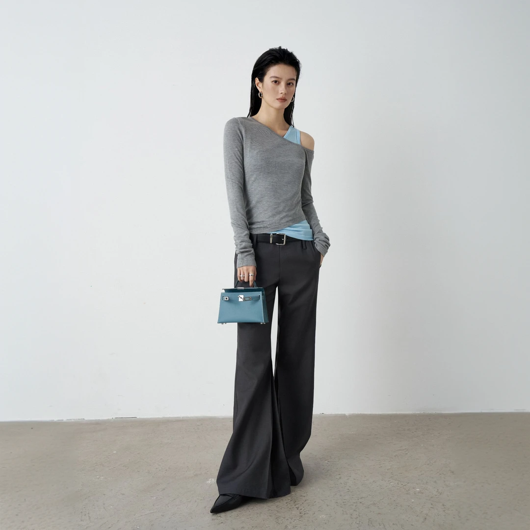 Moprobably李予诺「摩豆」"绵羊毛"时尚气质百搭阔腿西装裤L5164001