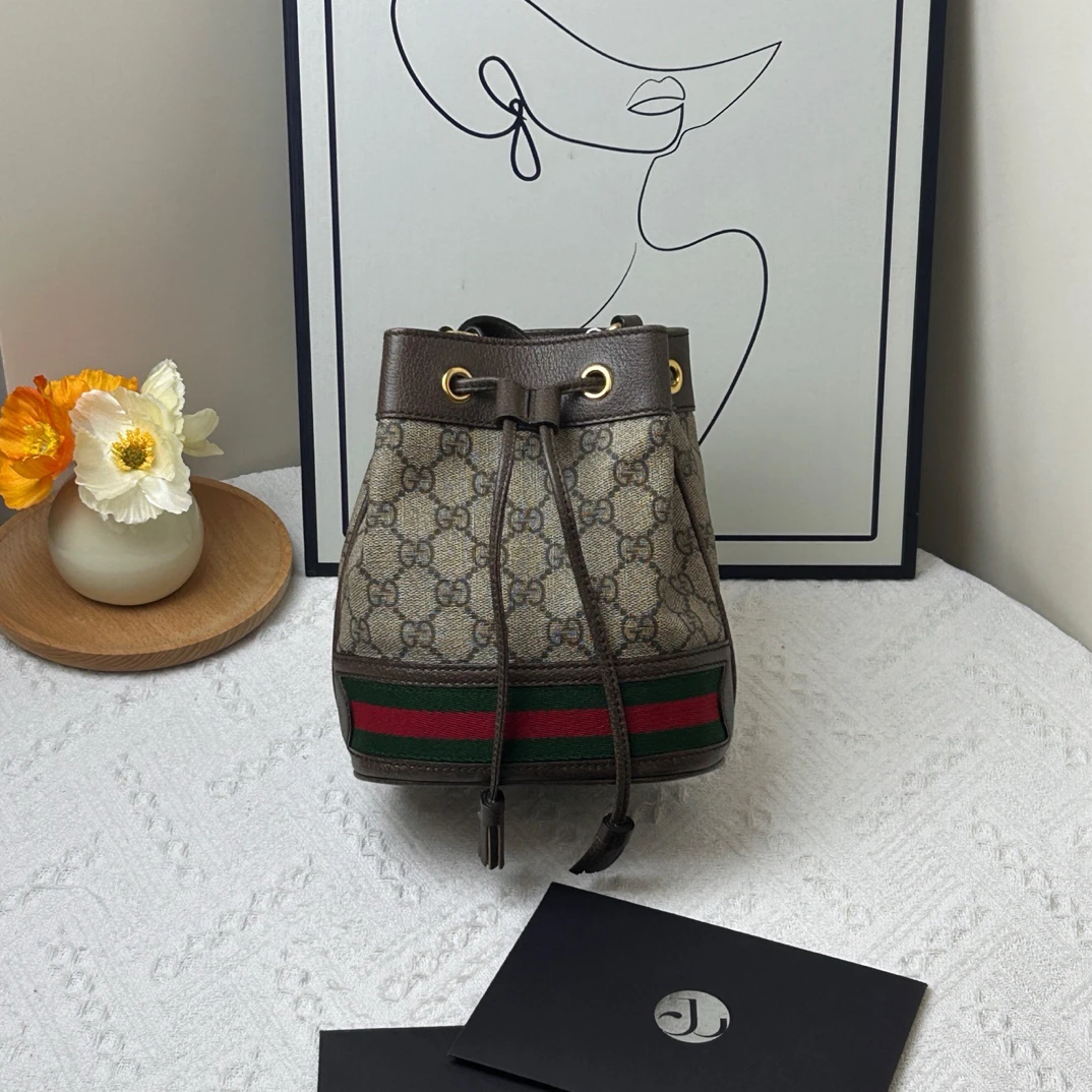 95新 GUCCI/古驰 老花抽绳水桶 030/JW8657