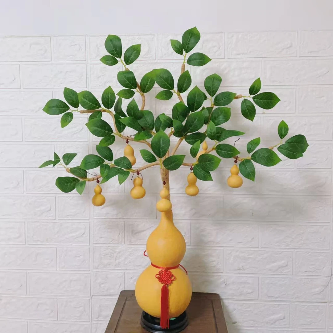 客厅电视柜室内装饰大葫芦树摆件孔雀开屏招财摆件天然葫芦